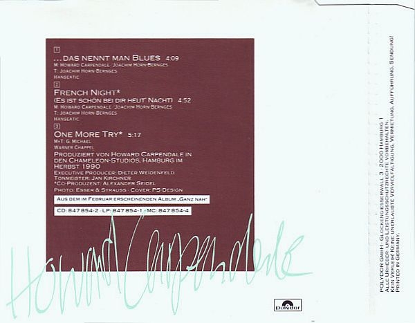 Howard Carpendale - ... Das Nennt Man Blues CD Single 1990