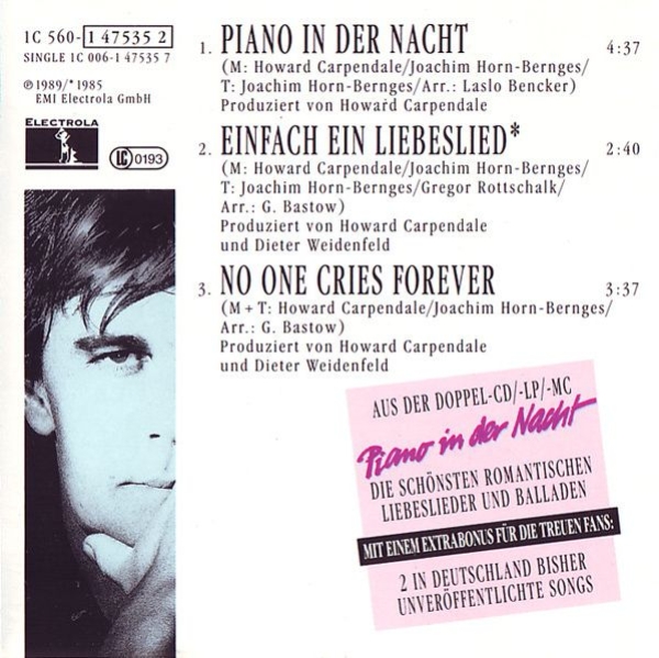 Howard Carpendale - Piano In Der Nacht CD Single 1989