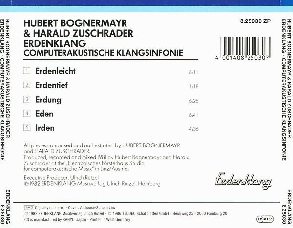 Hubert Bognermayr & Harald Zuschrader - Erdenklang: Computerakustische Klangsinfonie CD 1982 1986
