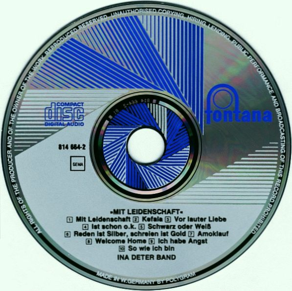 Ina Deter Band - Mit Leidenschaft CD 1984