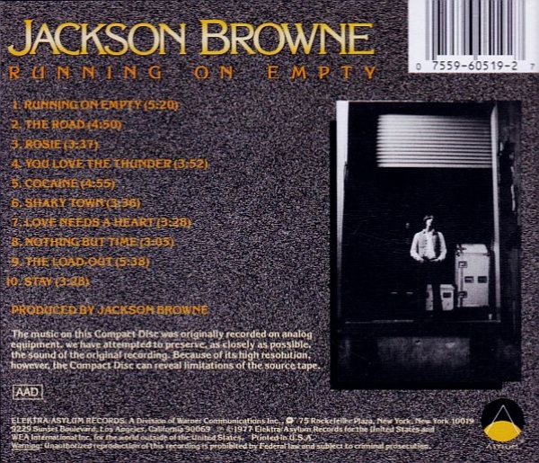 Jackson Browne - Running On Empty CD 1977 1987