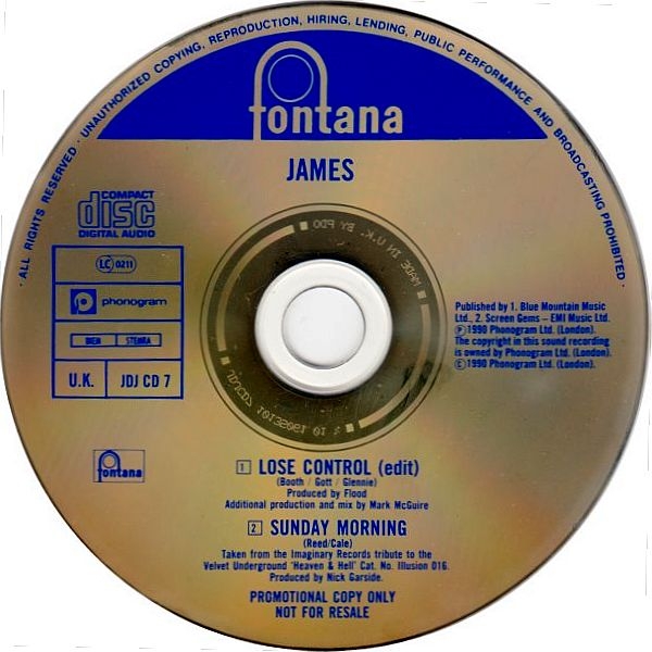 James - Lose Control PROMO CD Single 1990