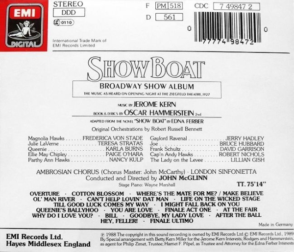 Jerome Kern - Show Boat: Broadway Show Album CD 1988 1994