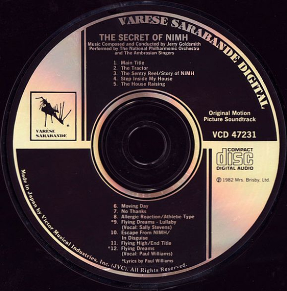 OST - The Secret Of Nimh: Original Motion Picture Soundtrack CD 1982 1986