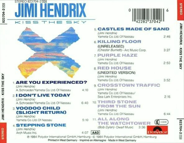 Jimi Hendrix - Kiss The Sky CD 1984