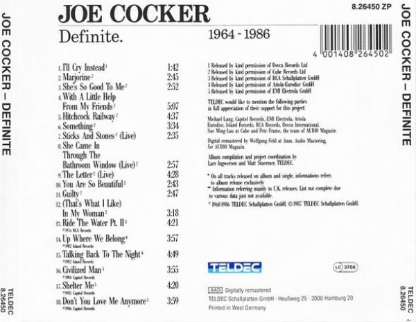 Joe Cocker - Definite. 1964-1986 CD 1987