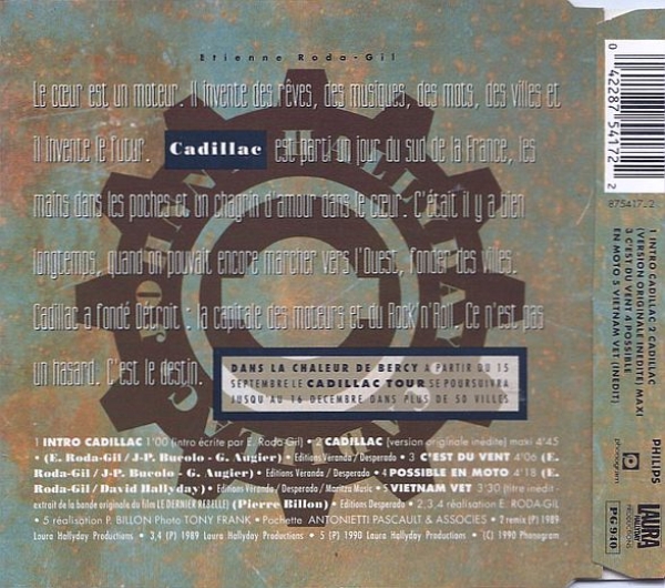 Johnny Hallyday - Cadillac CD Single 1990