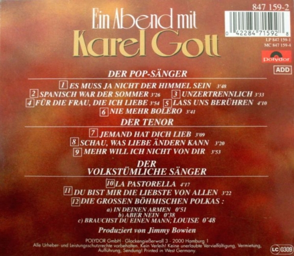 Karel Gott - Ein Abend Mit Karel Gott CD 1990