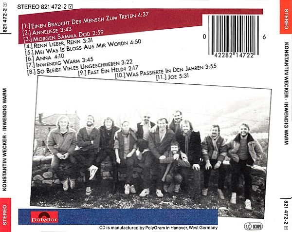 Konstantin Wecker - Inwendig Warm CD 1984