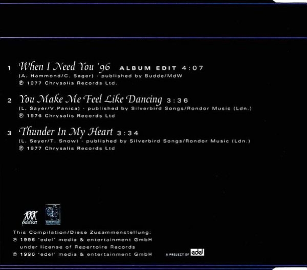 Leo Sayer - When I Need You' 96 CD Single 1996