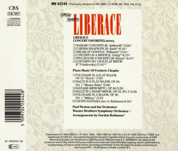 Liberace - Concert Favorites CD 1986