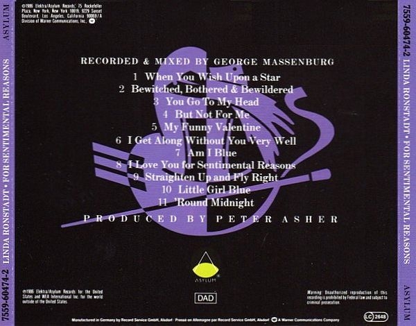 Linda Ronstadt - For Sentimental Reasons CD 1986 1989