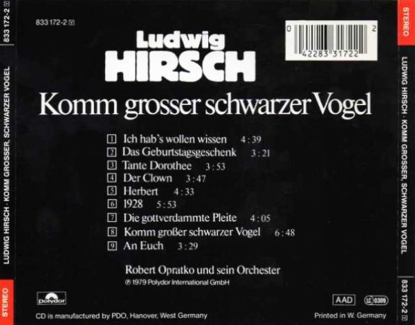 Ludwig Hirsch - Komm Grosser Schwarzer Vogel CD 1979 1991
