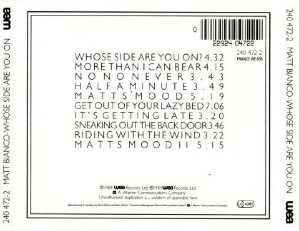 Matt Bianco - Whose Side Are You On LIMITED EDITION GOLD CD 1984 1990
