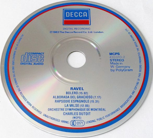 Ravel - Bolero + Rapsodie Espagnole etc. (Orchestre Symphonique De Montreal, Charles Dutoit) CD 1982 1983