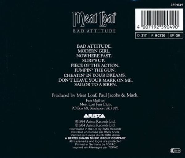 Meat Loaf - Bad Attitude CD 1984 1988