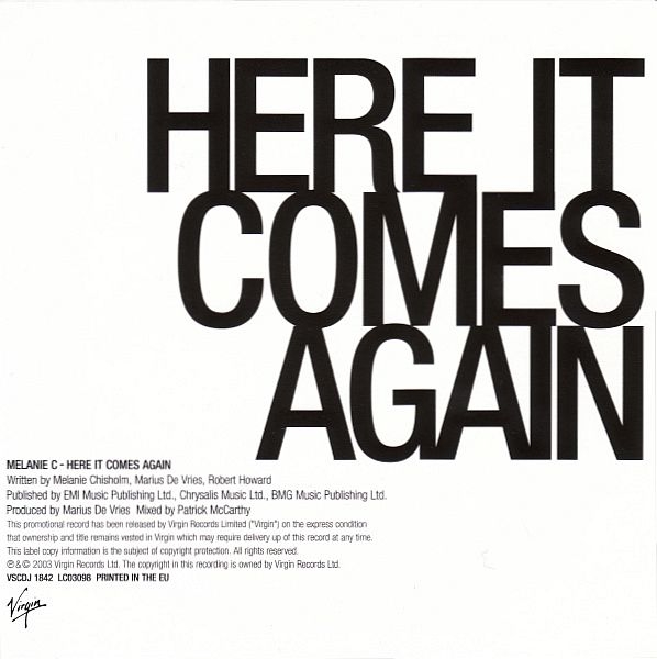 Melanie C - Here It Comes Again PROMO CD Single 2003