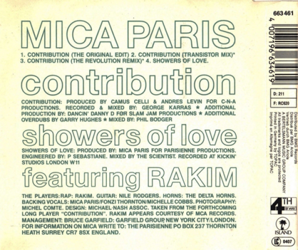 Mica Paris - Contribution CD Single 1990