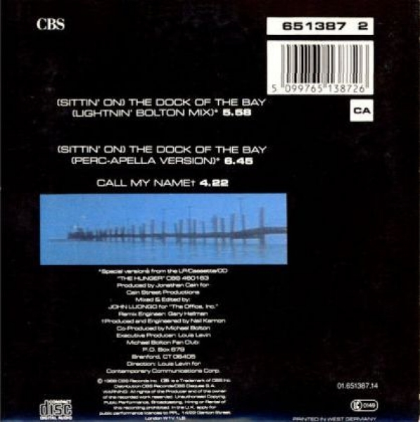 Michael Bolton - (Sittin' On) The Dock Of The Bay (Lightnin' Bolton Mix) CD Single 1988