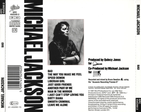 Michael Jackson - Bad CD 1987