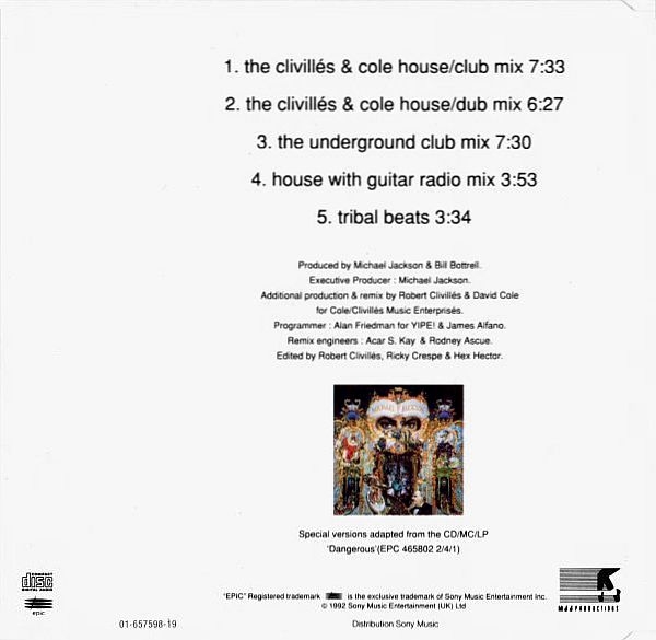 Michael Jackson - Black Or White (The Clivillés & Cole Remixes) CD Single 1992