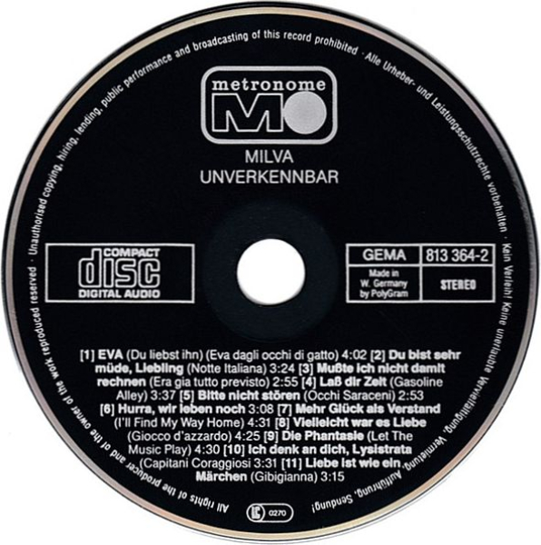 Milva - Unverkennbar BLACK FACE CD 1983
