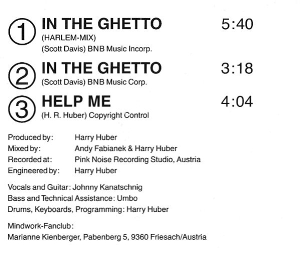 Mindwork - In The Ghetto CD Single 1991