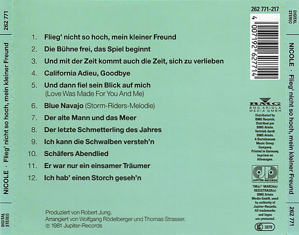 Nicole - Flieg' Nicht So Hoch, Mein Kleiner Freund CD 1981 1992