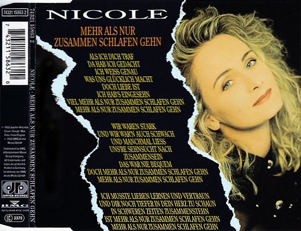 Nicole - Mehr Als Nur Zusammen Schlafen Gehn CD Single 1993