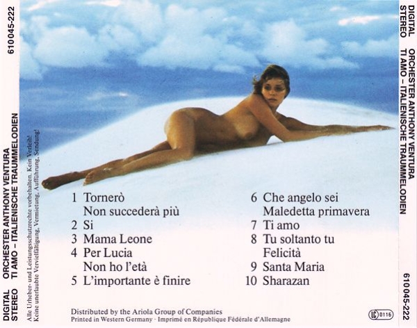 Anthony Ventura - Ti Amo: Italienische Traummelodien CD 1983