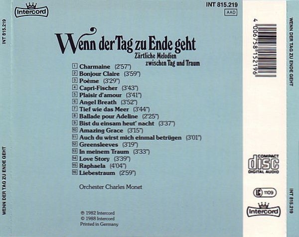 Orchester Charles Monet - Wenn Der Tag Zu Ende Geht: Zärtliche Melodien Zwischen Tag Und Traum CD 1982 1988