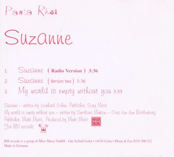 Panta Rhei (Cora) - Suzanne CD Single 1999