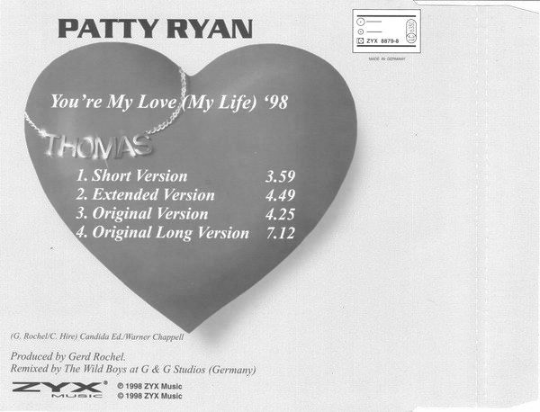 Patty Ryan - You're My Love (My Life) '98 CD Single 1998