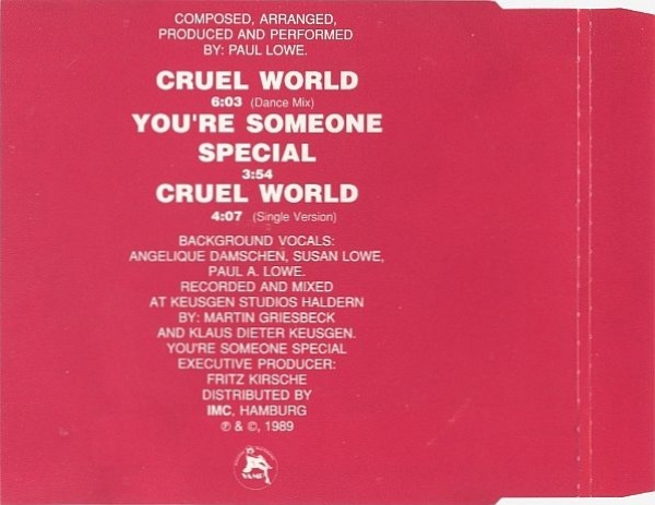 Paul Lowe - Cruel World CD Single 1989