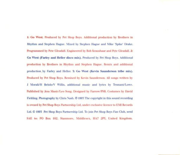 Pet Shop Boys - Go West CD Single 1993