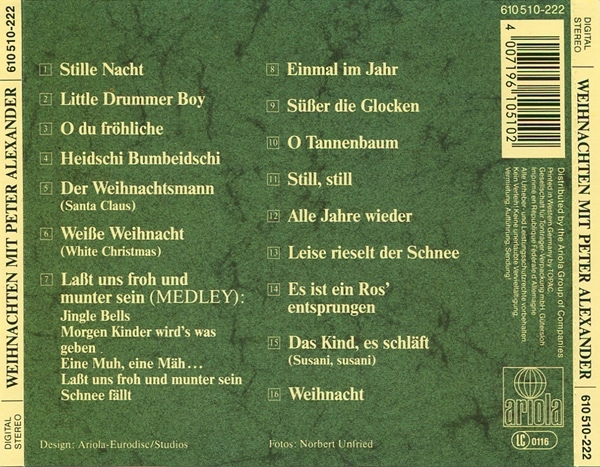 Peter Alexander - Weihnachten Mit Peter Alexander CD 1985