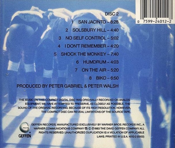 Peter Gabriel - Plays Live (Disc 2) CD 1983 1988