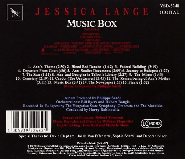 OST - Music Box: Original Motion Picture Soundtrack CD 1989