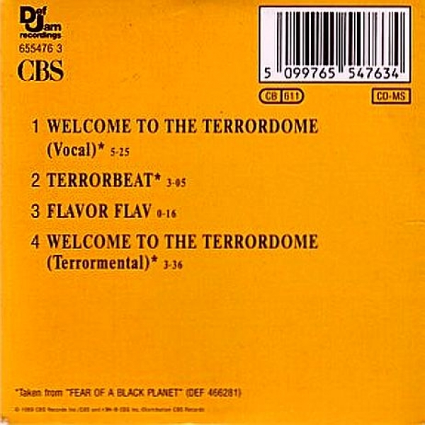 Public Enemy - Welcome To The Terrordome 3 INCH CD Single 1989