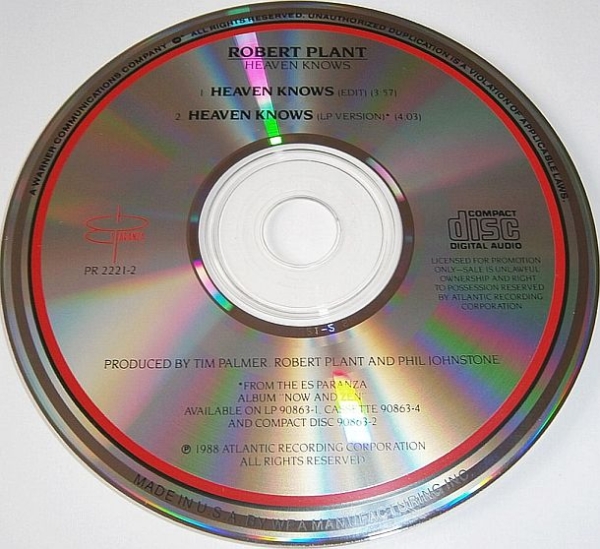 Robert Plant - Heaven Knows PROMO CD Single 1988