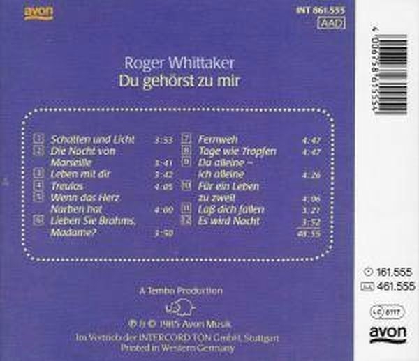 Roger Whittaker - Du Gehörst Zu Mir CD 1985