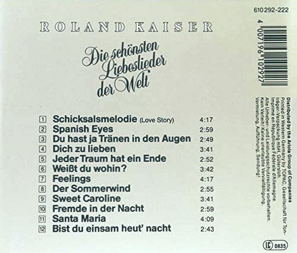 Roland Kaiser - Die Schönsten Liebeslieder Der Welt CD 1985