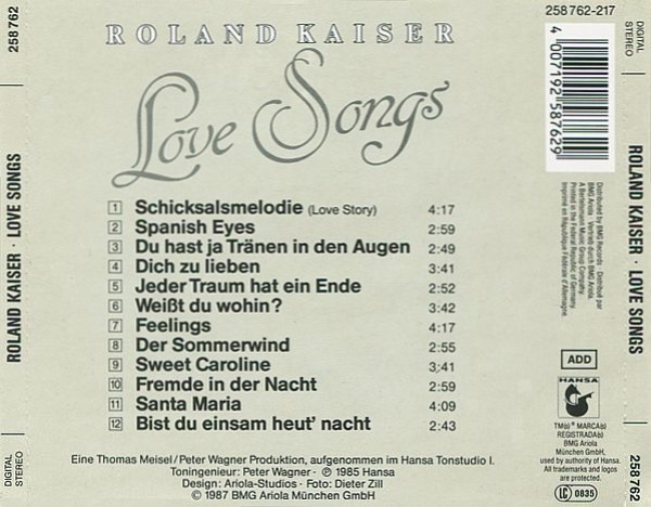Roland Kaiser - Love Songs CD 1985 1987