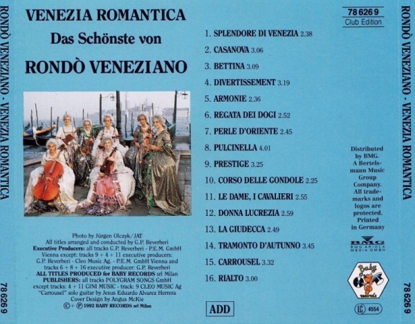 Rondo Veneziano - Venezia Romantica: Das Schönste Von Rondò Veneziano CLUB CD 1992
