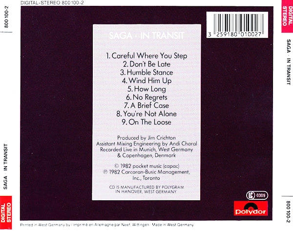 Saga - In Transit CD 1982 1983