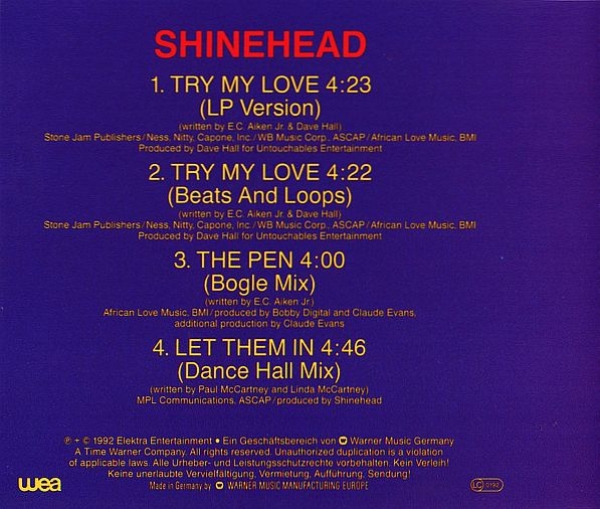 Shinehead - Try My Love CD Single 1992