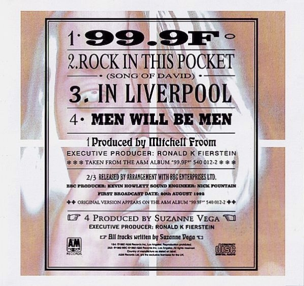 Suzanne Vega - 99.9F° (CD 2) CD Single 1992