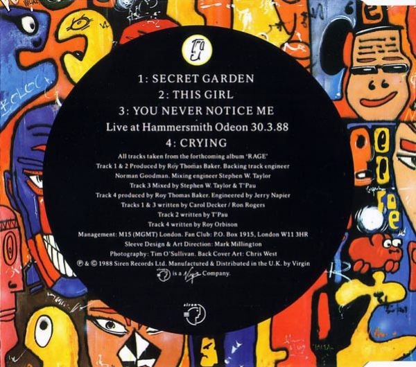 T'Pau - Secret Garden PICTURE CD Single 1988