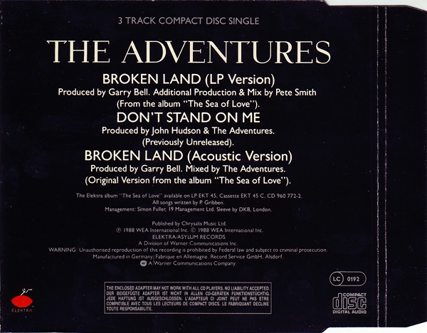 Adventures - Broken Land 3 INCH CD Single 1988