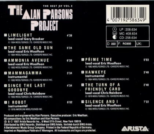 Alan Parsons Project - Limelight: The Best Of Vol. 2 CD 1987